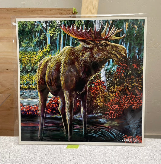 Moose with Red Leaves